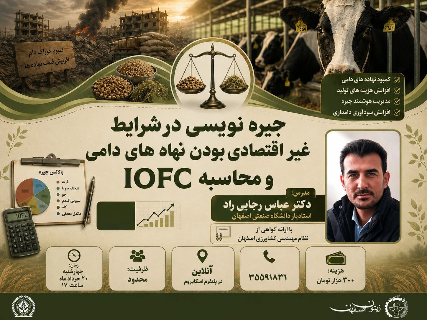 جیره‌نویسی در شرایط غیراقتصادی نهاده‌های دامی و محاسبه IOFC